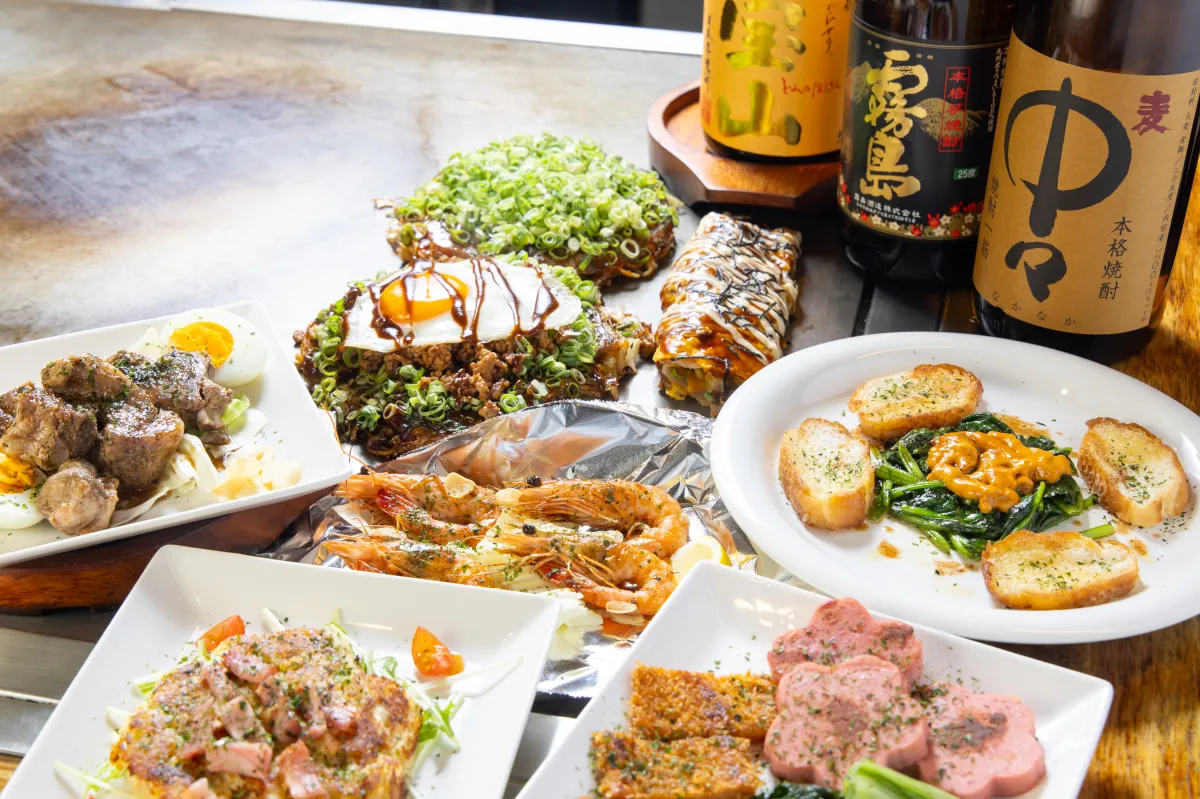 【120分飲放付】贅沢♪ステーキグレードUP！鉄板料理と〆のお好み焼も含む全10品 8,000円コース